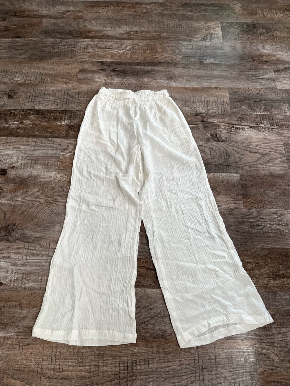 Ocean Drive White 100% Cotton Wide-Leg Pants Women's Medium